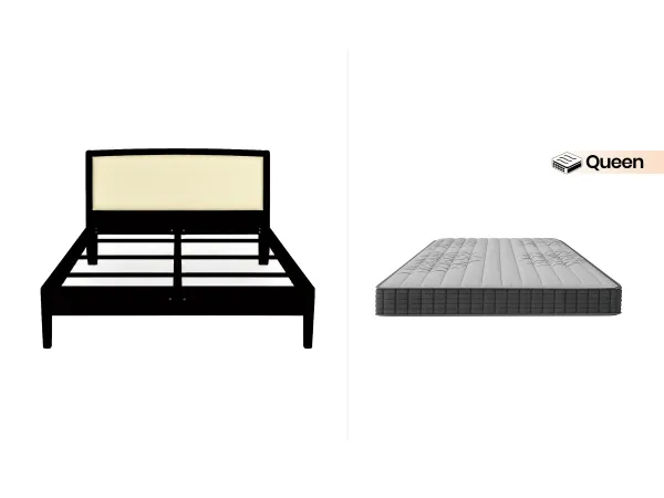 Orion Queen Upholstered Wooden Bed with Latex Foam Queen Bed Mattress (78 x 60 x 6 inches)